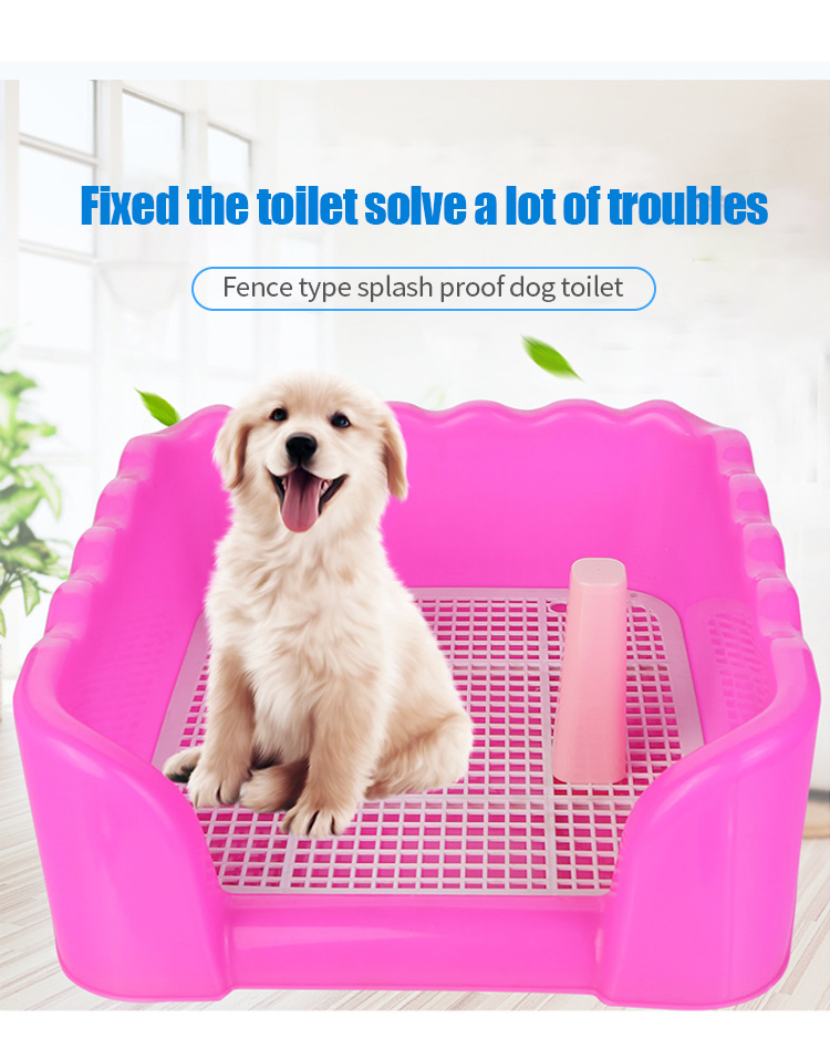 Plastic Indoor Pet Training Pads Dog Puppy Litter Box Pee Potty Tray Toilet With Fence